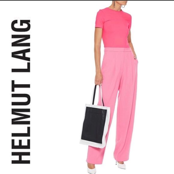 Revolve HELMUT LANG Pink Stretch Jersey Crew Neck Fitted T-shirt XS/S Y2K - Picture 3 of 12